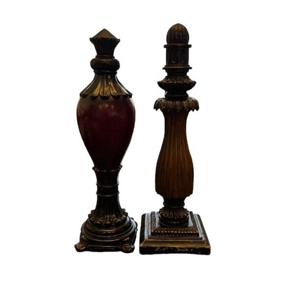 Two Vintage Look Finnials Deep Red and Brown - Picture 1 of 5